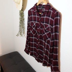 Red & Black (maroon) Flannel Blouse- FOREVER 21